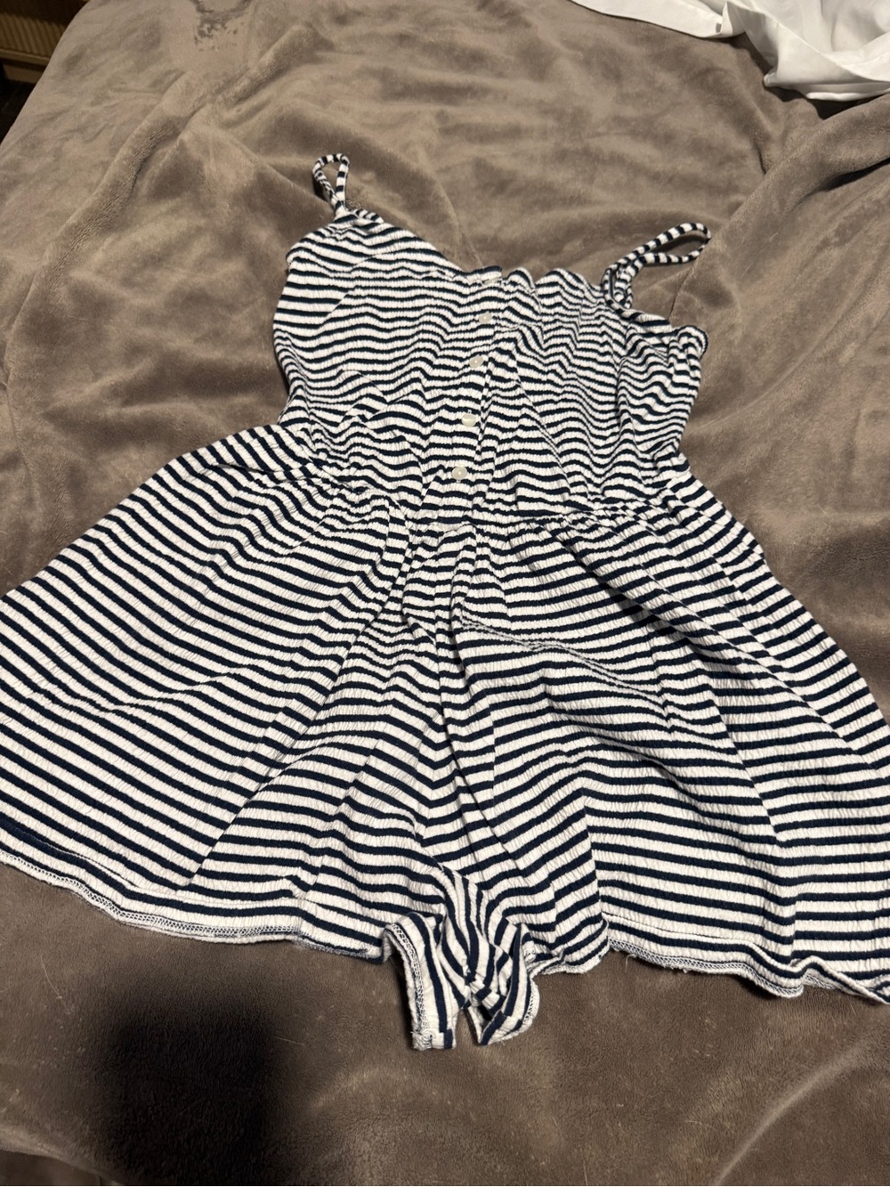 Women Navy and White Striped Romper
